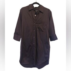 Madewell Y-Neck Relaxed Shirtdress in Dark Brown Women's Size Small NWT